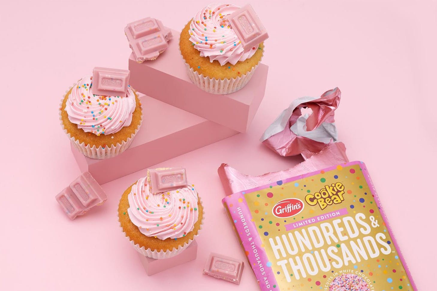 Whittaker's Hundreds and Thousands cup cakes from Bluebell Cakery.